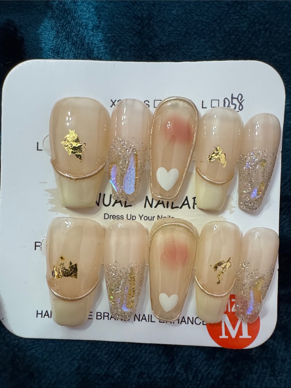 Gold Sparkle Nude Press-On Nails
